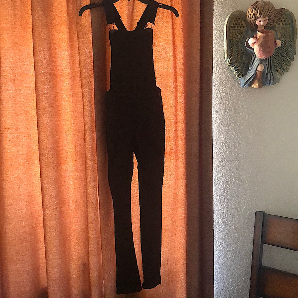 Wildflower black Jean green overalls size XS